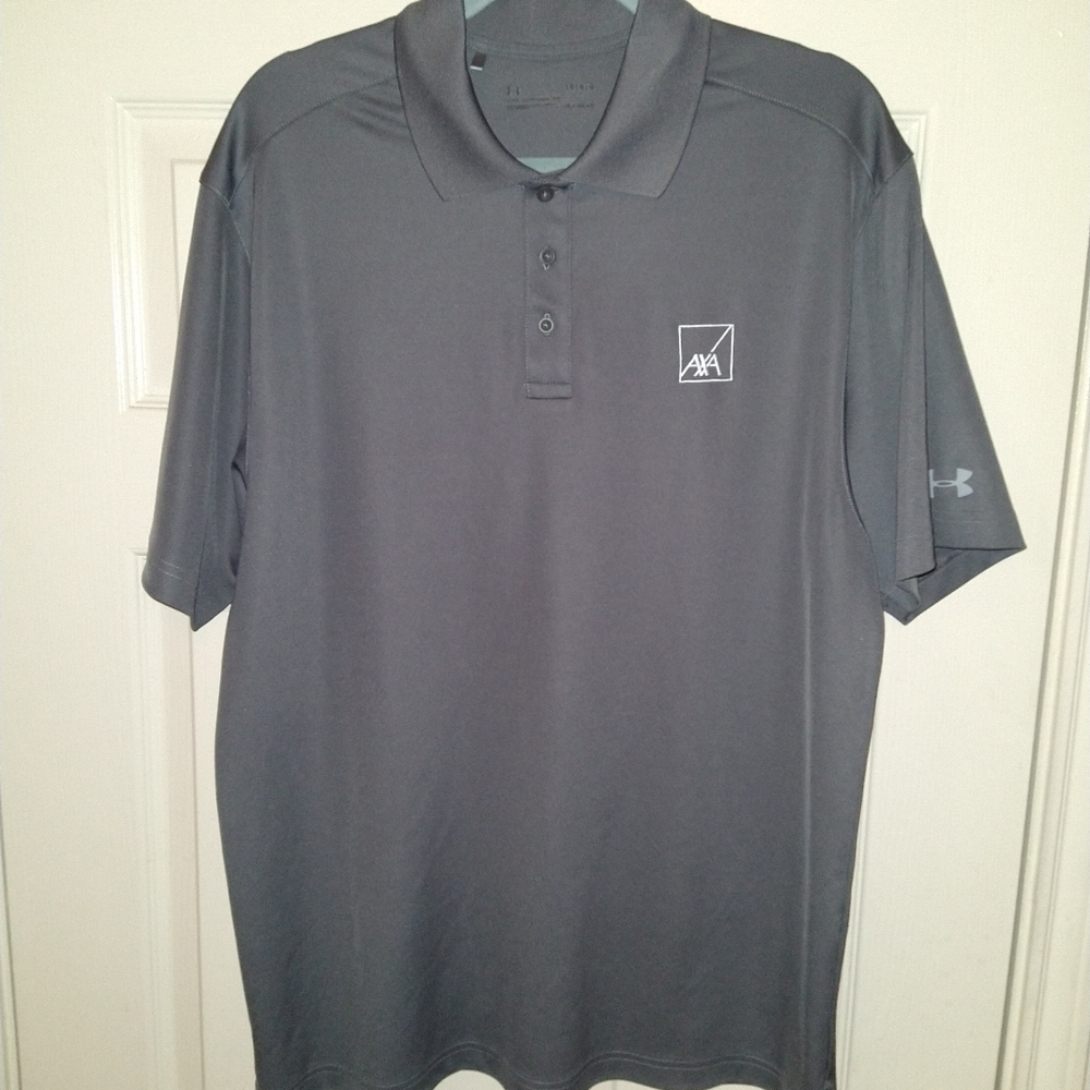 Under Armour Loose Heatgear Gray Short Sleeve Polo Shirt Men's sz Large